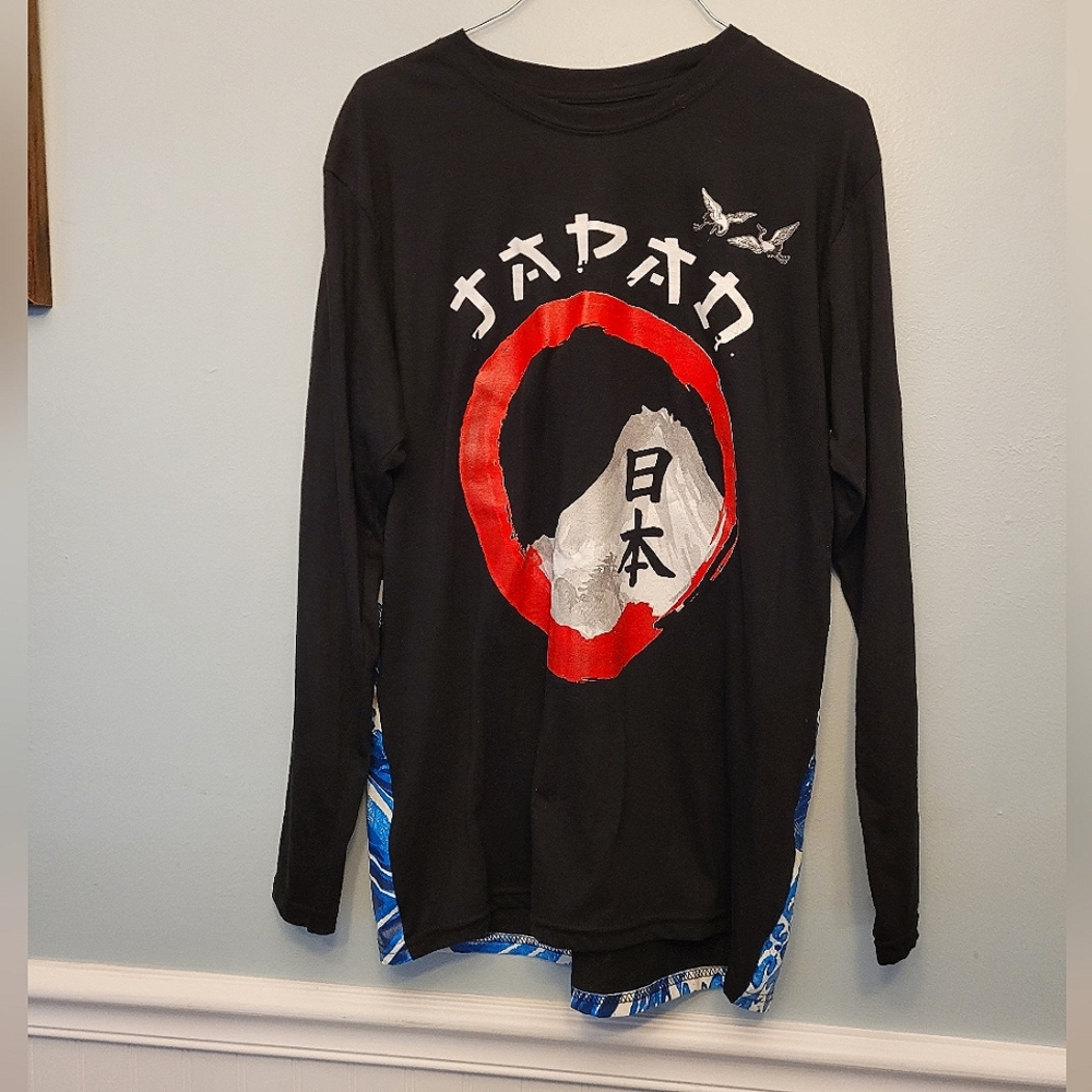 Fresh Laundry Japan Great Wave Kanji Mount Fuji Men's Large Longsleeve Tshirt